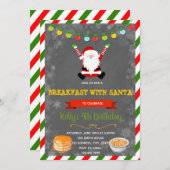 サンタのパーティの招待状が付いているかわいい朝食 招待状 (正面/裏面)