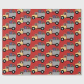 サンタのパーティーの覆いを運転するかわいいダンプトラックパターン ラッピングペーパー (フラット)