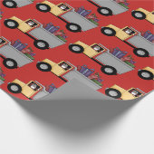 サンタのパーティーの覆いを運転するかわいいダンプトラックパターン ラッピングペーパー (角)