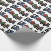 サンタのパーティーの覆いを運転するクリスマスのサンタのトラック ラッピングペーパー (角)