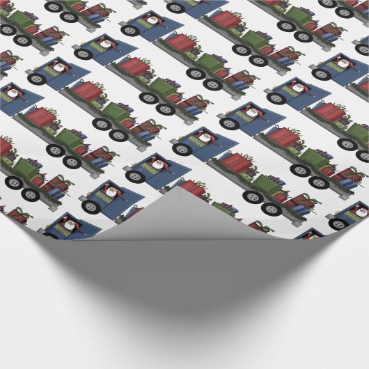 サンタのパーティーの覆いを運転するクリスマスのサンタのトラック ラッピングペーパー (角)