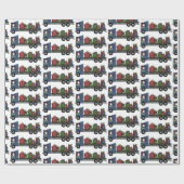 サンタのパーティーの覆いを運転するクリスマスのサンタのトラック ラッピングペーパー (フラット)