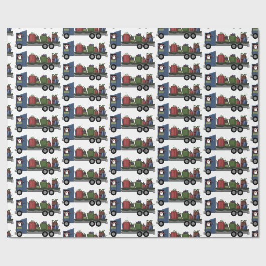 サンタのパーティーの覆いを運転するクリスマスのサンタのトラック ラッピングペーパー (フラット)