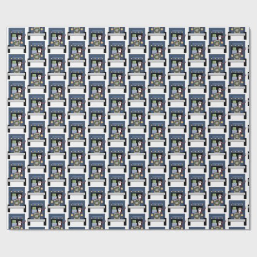 サンタのパーティーを運転するおもしろいの半トラックは覆いをタイルを張りました ラッピングペーパー (フラット)