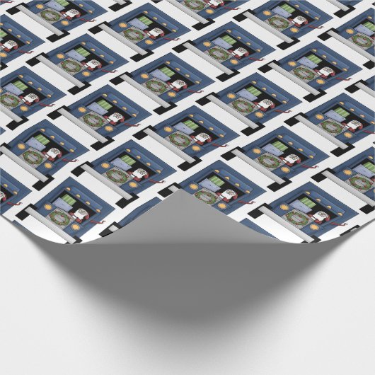 サンタのパーティーを運転するおもしろいの半トラックは覆いをタイルを張りました ラッピングペーパー (角)