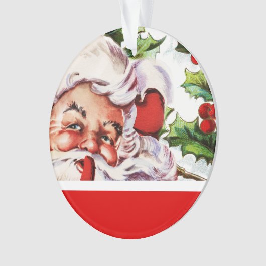 サンタのヒイラギのヤドリギのヴィンテージは個人化なります オーナメント (正面)