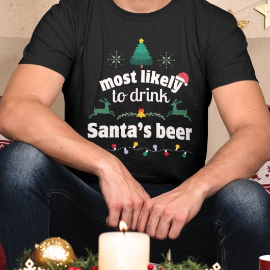 サンタのビールのクリスマスシャツを飲む可能性が高い Tシャツ