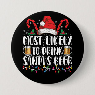 サンタのビールを飲む可能性大 クリスマスの飲み物 缶バッジ