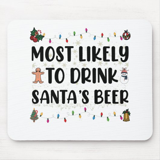 サンタのビールを飲む可能性大!クリスマス マウスパッド (正面)