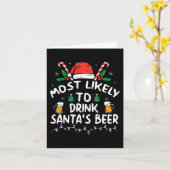サンタのビールクリスマスを飲む可能性が高い カード (黄色い花)