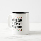 サンタのビールクリスマスを飲む可能性が高い ツートーンマグカップ (正面左)