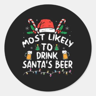 サンタのビールクリスマスを飲む可能性が高い ラウンドシール