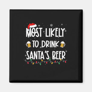サンタのビールクリスマスドリンキを飲む可能性が最も高い マグネット