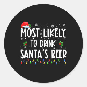 サンタのビールクリスマスドリンキを飲む可能性が最も高い ラウンドシール