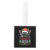 サンタのビールマッチングクリスマスを飲む可能性が最も高い キューブオーナメント (正面)