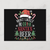 サンタのビールマッチングクリスマスを飲む可能性が最も高い シーズンポストカード (正面)