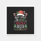サンタのビールマッチングクリスマスを飲む可能性が最も高い スタンダードカクテルナプキン (正面)