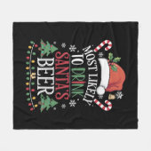 サンタのビールマッチングクリスマスを飲む可能性が最も高い フリースブランケット (正面(横))