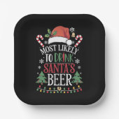 サンタのビールマッチングクリスマスを飲む可能性が最も高い ペーパープレート (正面)