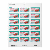 サンタのピックアップトラッククリスマスカード住所 シール (フルシート)