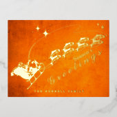 サンタのフィッシングスレイ クリスマスグリーティング 箔シーズンポストカード (正面)