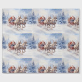 サンタのフェスティバルそり乗り！ ラッピングペーパー (フラット)