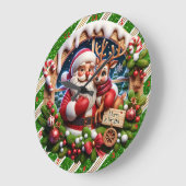 サンタのフェスティバルに乗る» – クリスマスウォールを楽しむ ラージ壁時計 (傾斜)