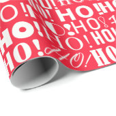 サンタのフェスティバルホー！ホー！ホー！あいさつ、ピンクがかった赤 ラッピングペーパー (ロールコーナー)