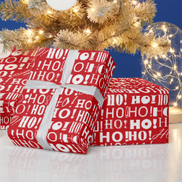 サンタのフェスティバルホー！ホー！ホー！グリーティング、ベニス赤 ラッピングペーパー