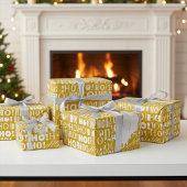 サンタのフェスティバルホー!ホー!ホー!挨拶(旧金ゴールド) ラッピングペーパー