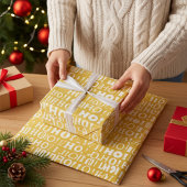 サンタのフェスティバルホー!ホー!ホー!挨拶(旧金ゴールド) ラッピングペーパー