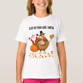 サンタのフォトボムにビックリ七面鳥 Tシャツ (正面)