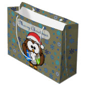サンタのフクロウ ラージペーパーバッグ (正面アングル)