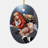 サンタのプレゼントを提供しているクロースRooftop氏 セラミックオーナメント (正面)