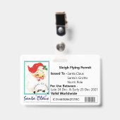 サンタのプレゼント運搬免許証（子供用） バッジ (正面 （クリップ付）)