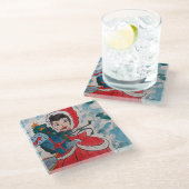 サンタのヘルパーのクリスマスグラスのコースター ガラスコースター (アングル)