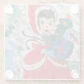 サンタのヘルパーのクリスマスグラスのコースター ガラスコースター (裏面)