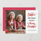 サンタのヘルパーのクリスマスホリデーフォトカード シーズンカード (正面/裏面)