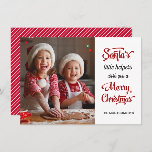 サンタのヘルパーのクリスマスホリデーフォトカード シーズンカード (正面/裏面)