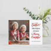 サンタのヘルパーのクリスマスホリデーフォトカード シーズンカード (スタンド正面)