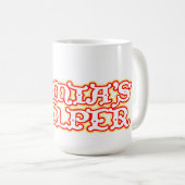 サンタのヘルパー赤い季節のクリスマスマグカップ コーヒーマグカップ (正面右)