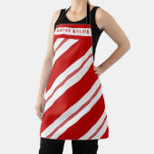 サンタのヘルパー赤い白いクリスマスストライプクリスマス エプロン (インサイチュ)