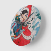 サンタのヘルパー・クリスマス ラウンド壁時計 (傾斜)