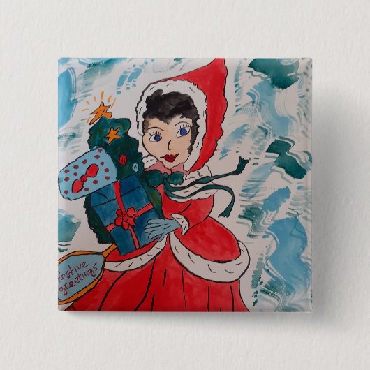 サンタのヘルパー・クリスマス 缶バッジ (正面)