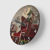 サンタのヘルパー ラウンド壁時計 (傾斜)