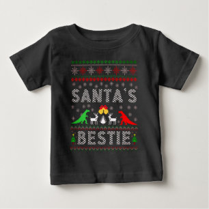 サンタのベスティーディーノウィンタークリスマス醜いセーター ベビーTシャツ