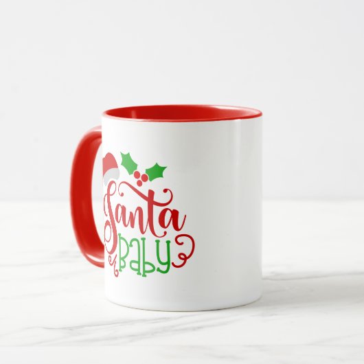 サンタのベビーのクリスマスの単語の芸術のマグ マグカップ (正面左)