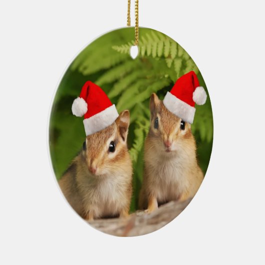 サンタのベビーのシマリスの倍はオーナメント味方しました セラミックオーナメント (右)