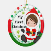 サンタのベビー私の最初第1クリスマス セラミックオーナメント (左)