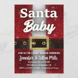 サンタのベビー-ベビーシャワーのグリッターの魅力の招待状 招待状